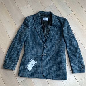 Zingone Roman Italian boys 100% teal grey wool sports coat blazer jacket